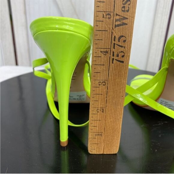 Schutz Cloe Ankle Wrap‎ Heels Neon Green 7 Clear Toe Strap Open Toe - Picture 8 of 11